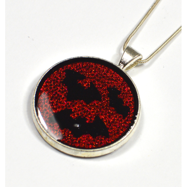 Bats Gothic Silver and Red Bat Pendant Handmade
