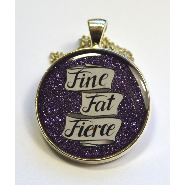 Body Positive Fat Pride Purple Handmade Resin Pendant