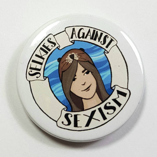 Selkies Against Sexism Feminist Mythology Badge Pinback Button