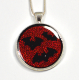 Bats Gothic Silver and Red Bat Pendant Handmade