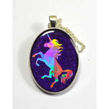Purple Holographic Unicorn Silhouette Pendant