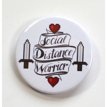 Social Distance Warrior Pixel Heart Quarantine Badge