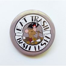 Eat Trash Cartoon Rat Badge