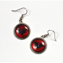 Gothic Red and Black Bat Earrings