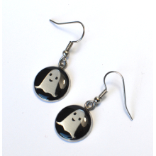 Tiny Ghost Silver Earrings