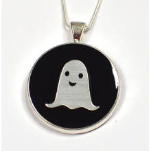 Silver Ghost Round Pendant