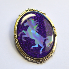 Holographic Holo Unicorn Resin Brooch