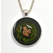 Squirrel in a Leaf Nest Pendant
