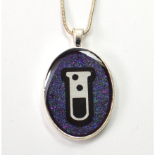 Test Tube Silver and Purple Pendant